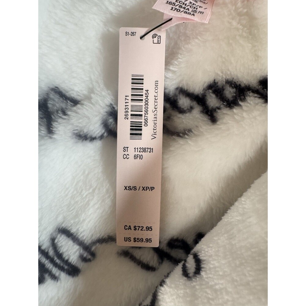 New Victoria Secret Plush Robe White Script Soft Bridal Getting Ready XS S M - Picture 5 of 6